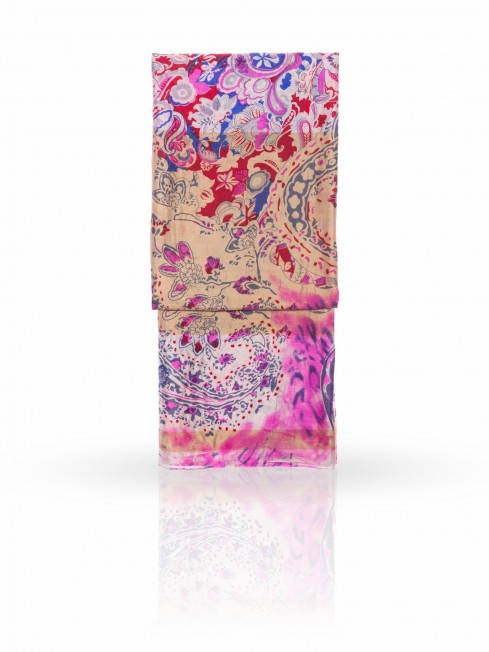 Палантин Женский SN-PAISLEY.ANIMAL/WHITE.PINK